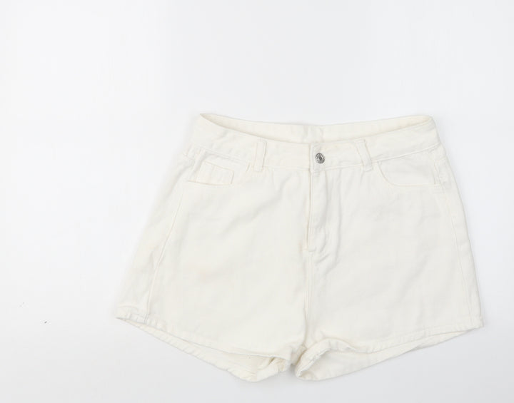 SheIn Womens White Denim Boyfriend Shorts Size L