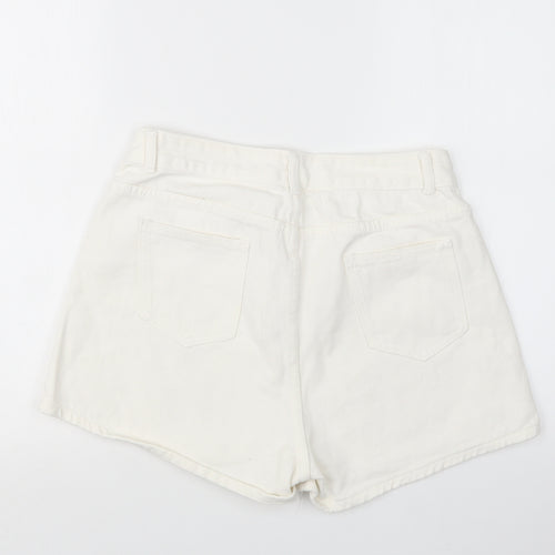 SheIn Womens White  Denim Boyfriend Shorts Size L
