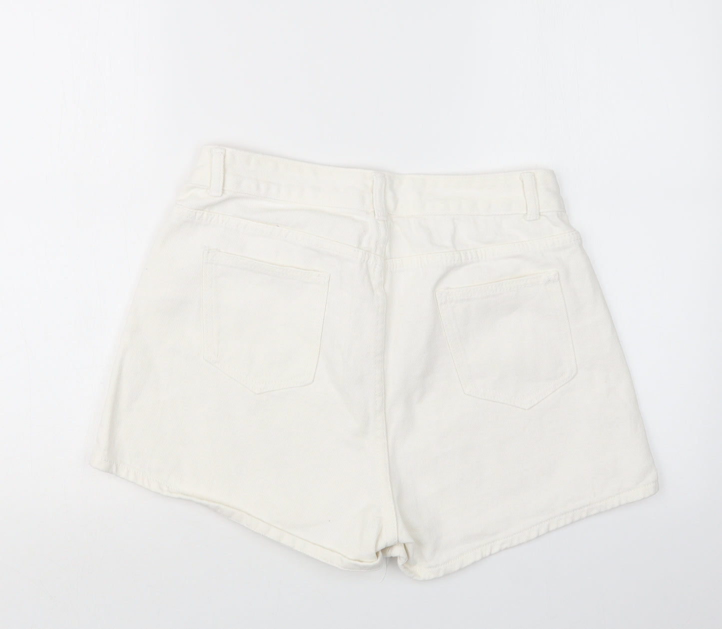 SheIn Womens White  Denim Boyfriend Shorts Size L