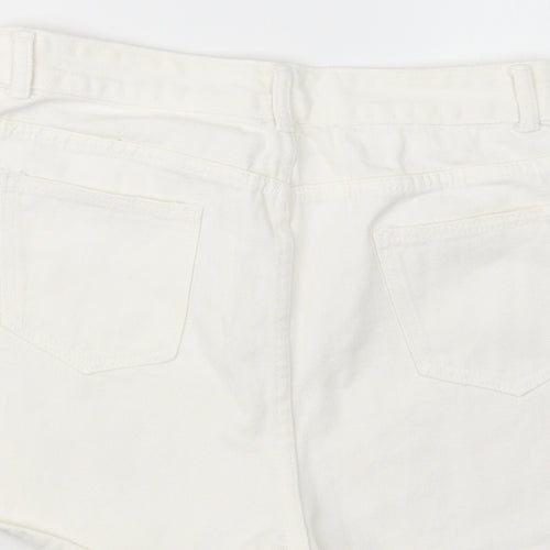 SheIn Womens White  Denim Boyfriend Shorts Size L