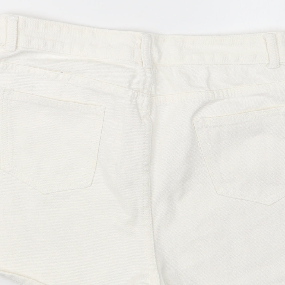 SheIn Womens White  Denim Boyfriend Shorts Size L
