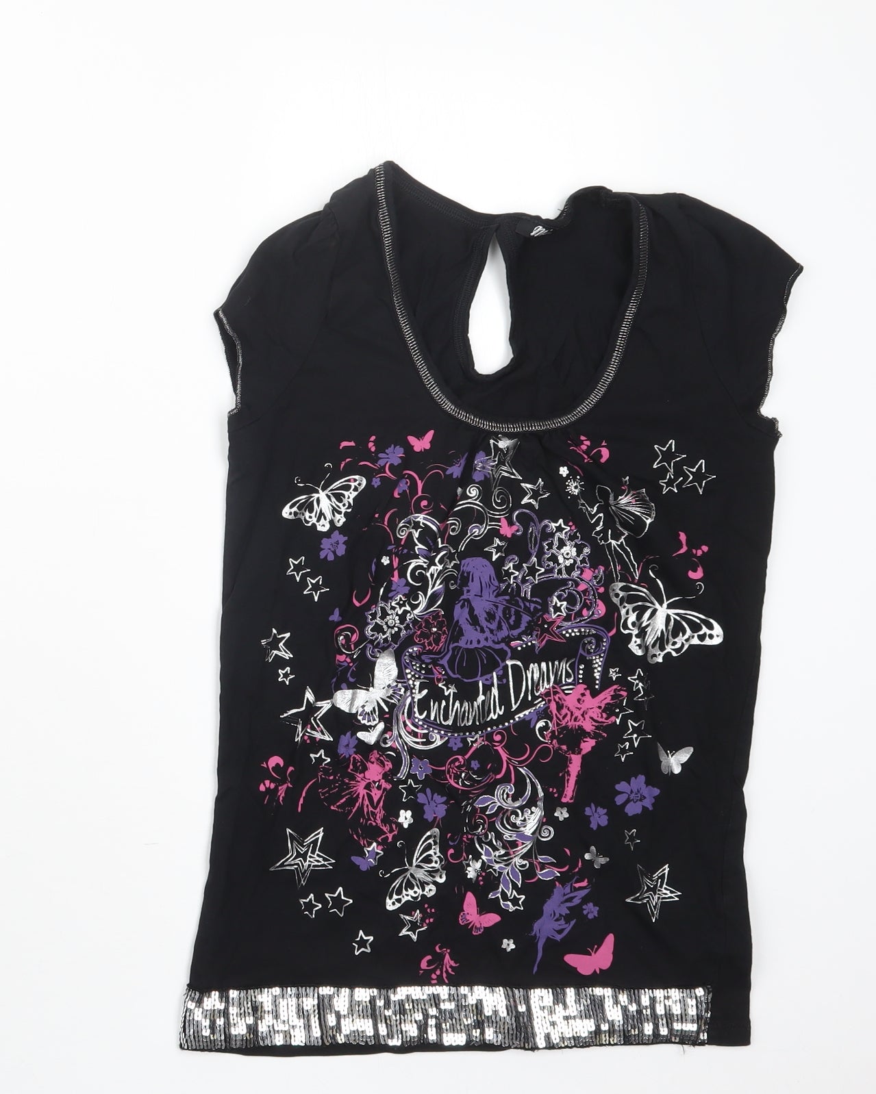 Cherokee Girls Black   Basic T-Shirt Size 13-14 Years