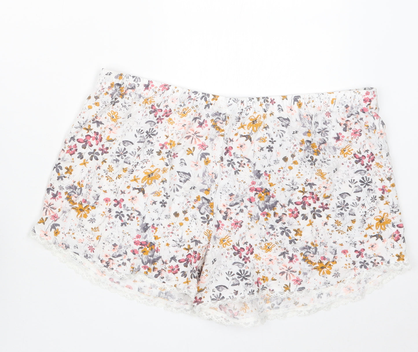 Marks and Spencer Womens White Floral  Capri Sleep Shorts Size 14
