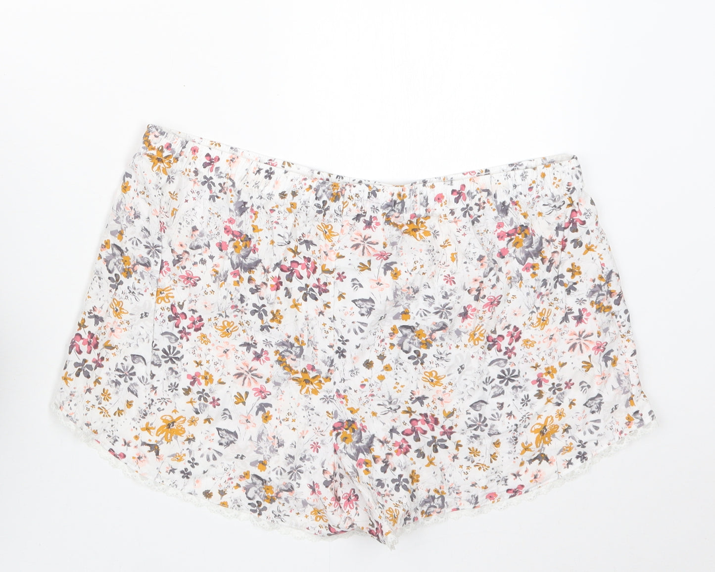 Marks and Spencer Womens White Floral  Capri Sleep Shorts Size 14