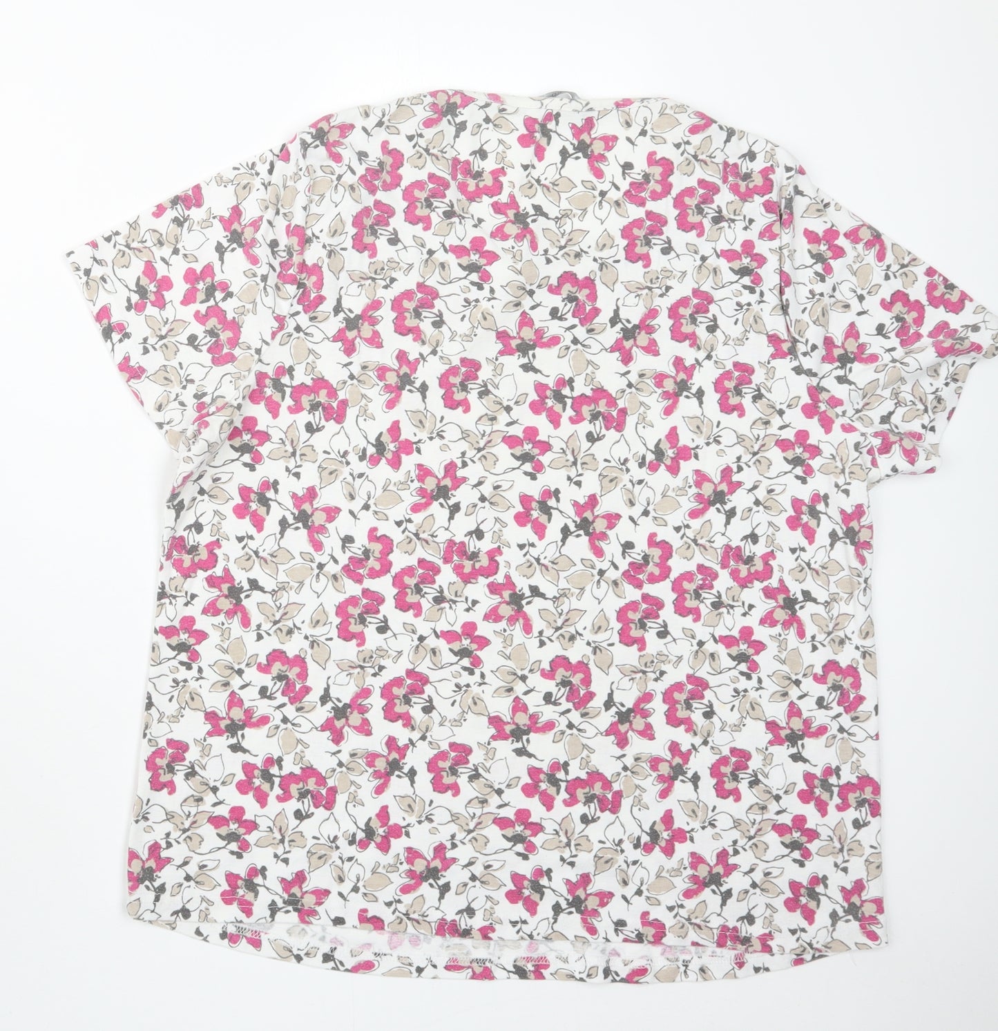 BM Womens Pink Floral  Basic T-Shirt Size XL