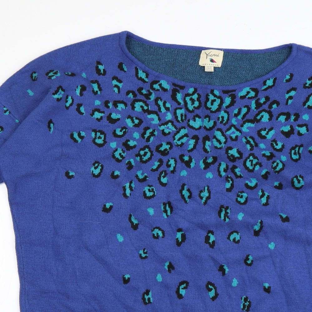 Yumi Womens Multicoloured Animal Print  Pullover Jumper Size 14
