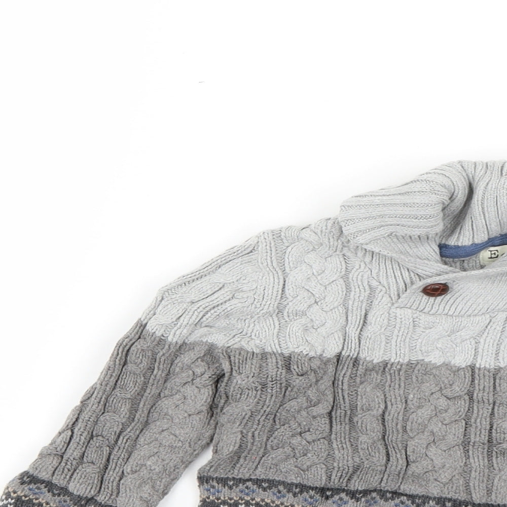e of m Boys Grey Geometric  Pullover Jumper Size 4-5 Years