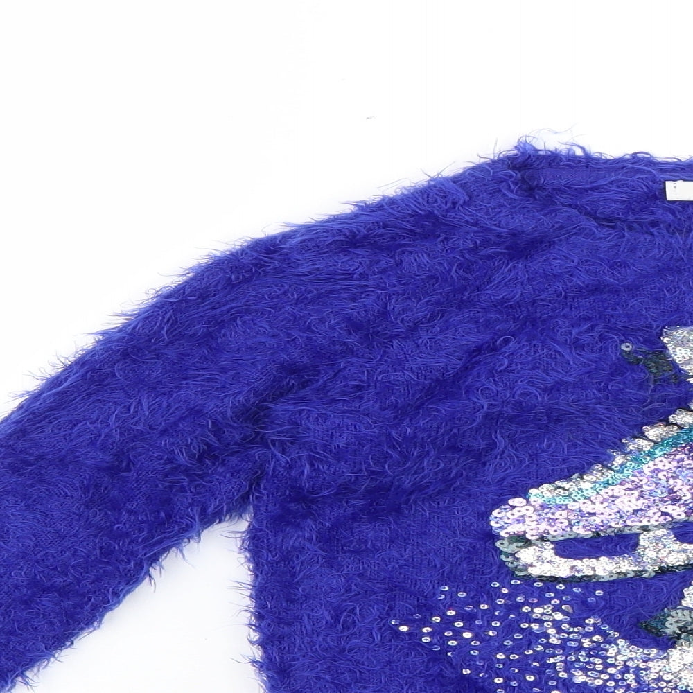 Marks and Spencer Girls Blue   Pullover Jumper Size 9-10 Years