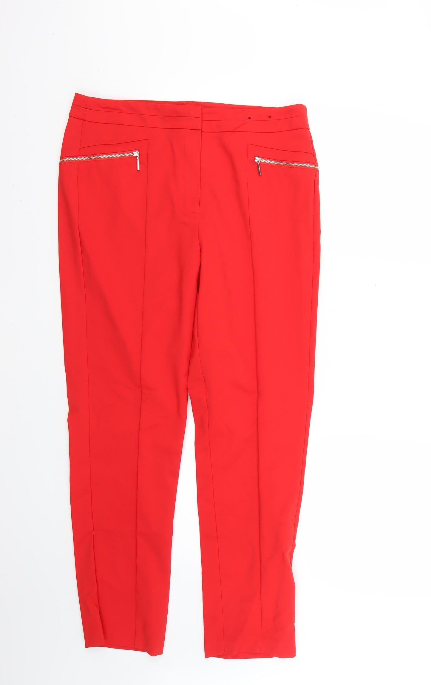 F&F Womens Red   Trousers  Size 12 L25 in