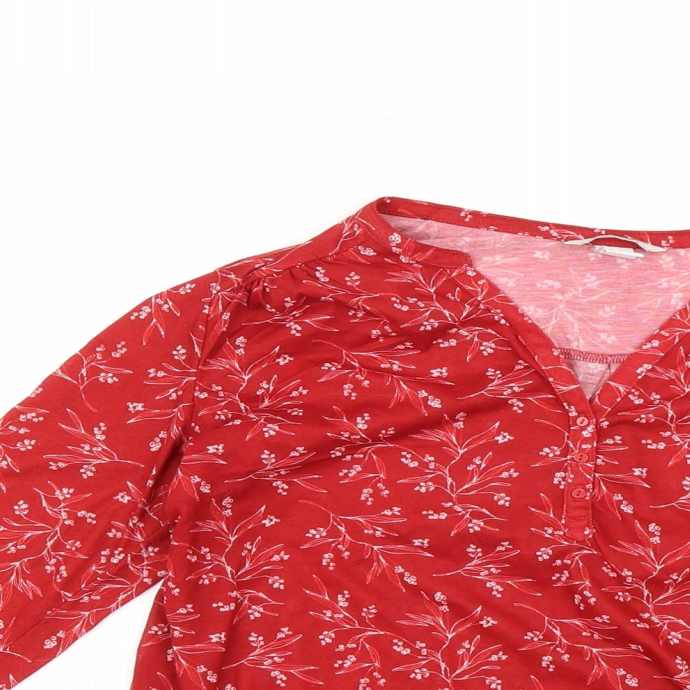 H&M Womens Red Floral  Basic T-Shirt Size M