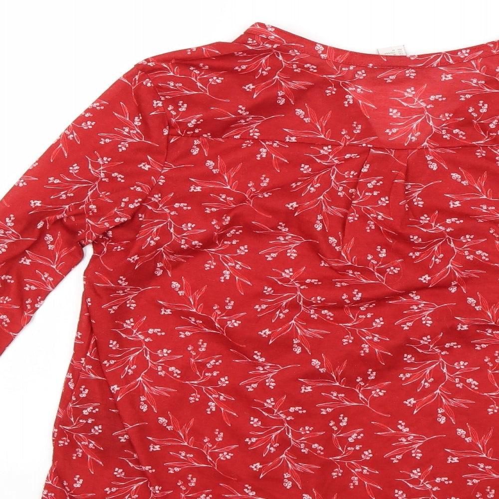 H&M Womens Red Floral  Basic T-Shirt Size M