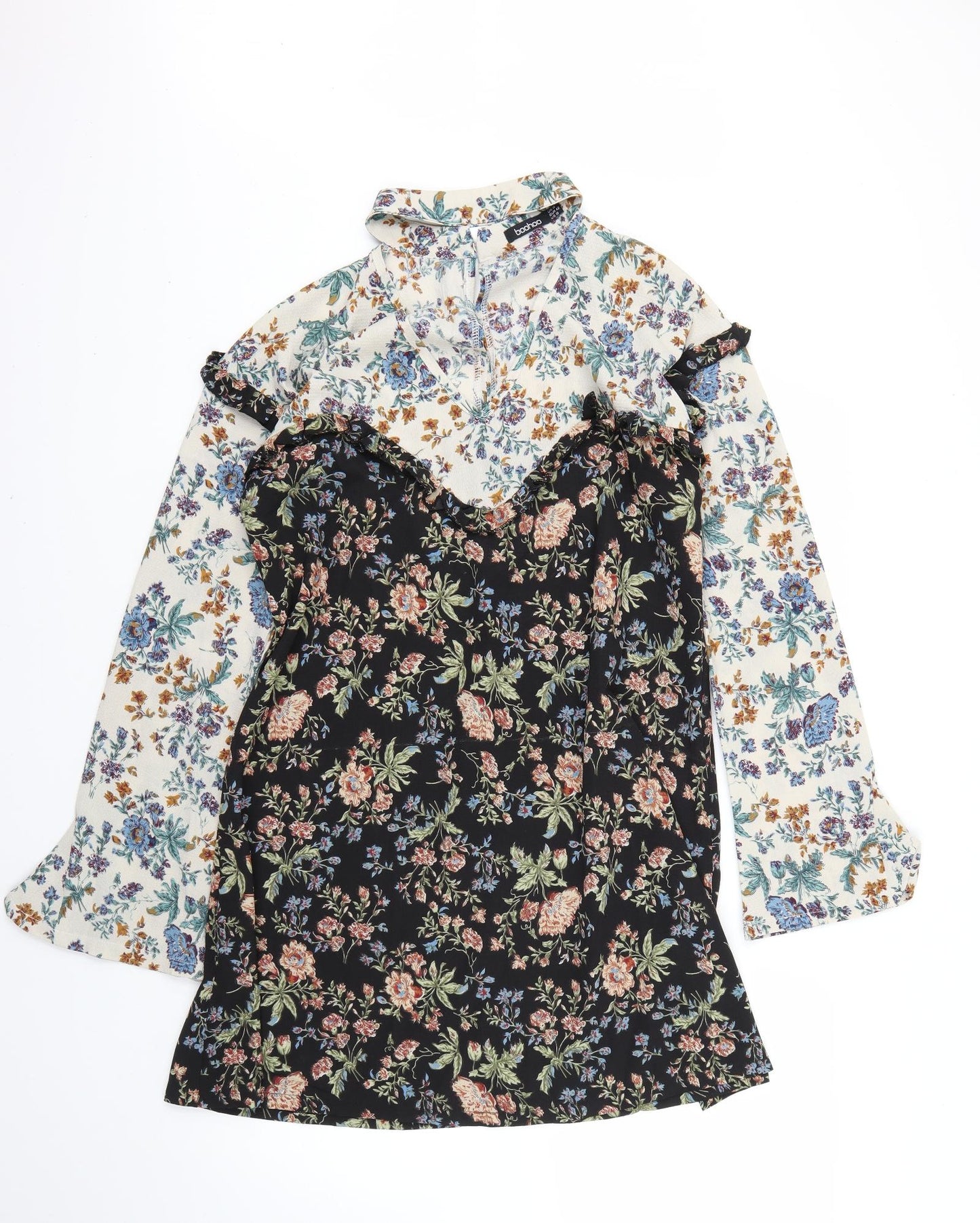Boohoo Womens Multicoloured Geometric  Fit & Flare  Size 14
