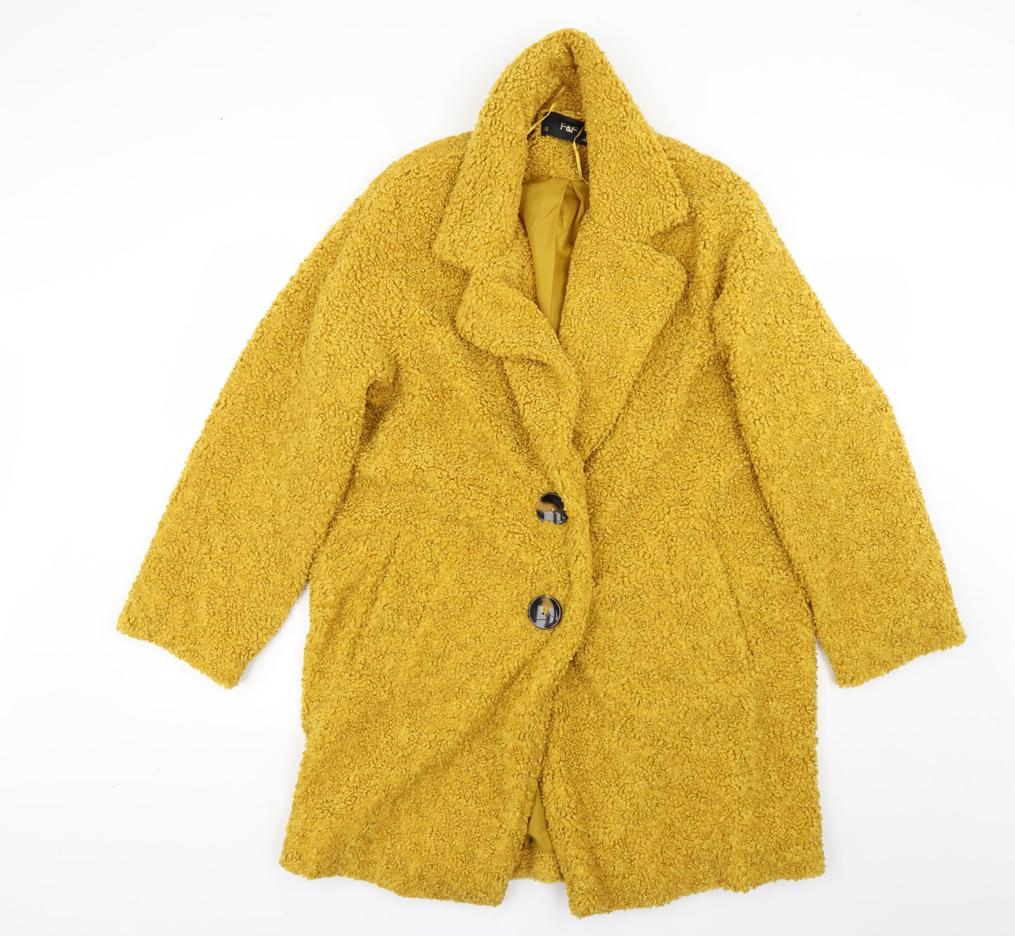 F&F Womens Yellow   Overcoat Coat Size 10