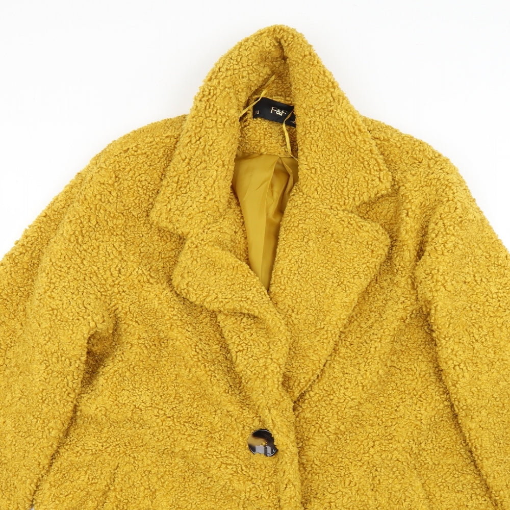 F&F Womens Yellow   Overcoat Coat Size 10