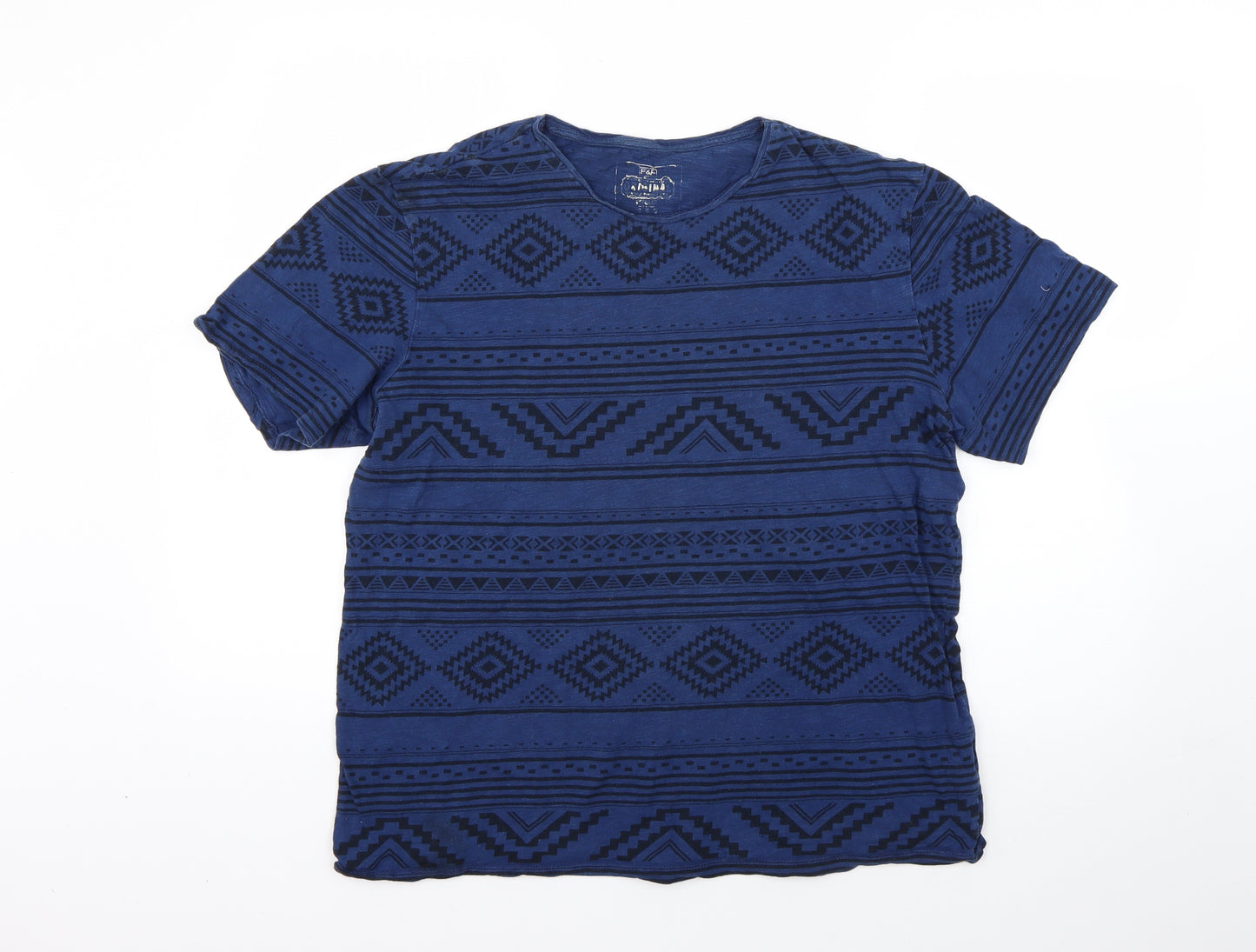 F&F Mens Blue Geometric   T-Shirt Size M