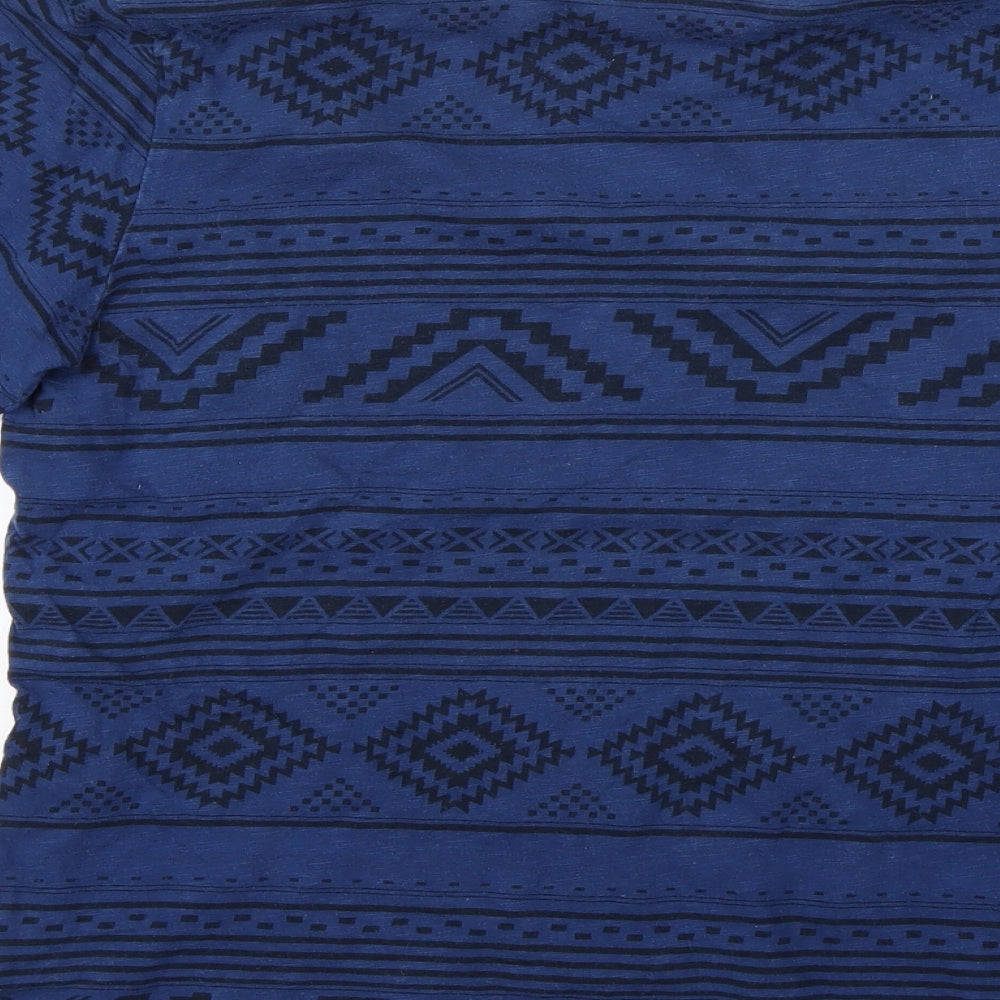 F&F Mens Blue Geometric   T-Shirt Size M