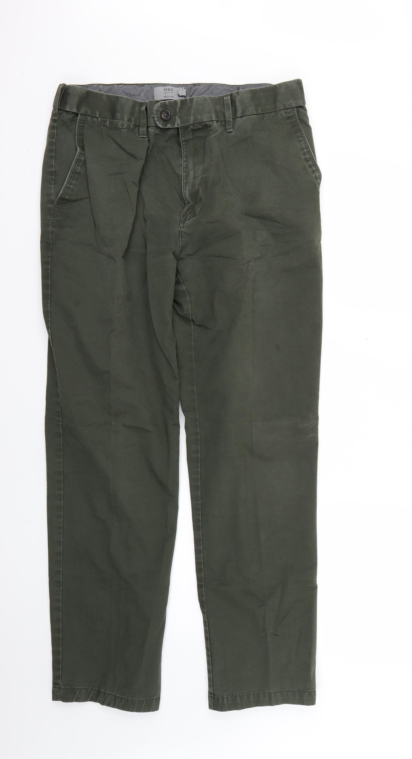 marks Mens Green   Chino Trousers Size 34 L29 in