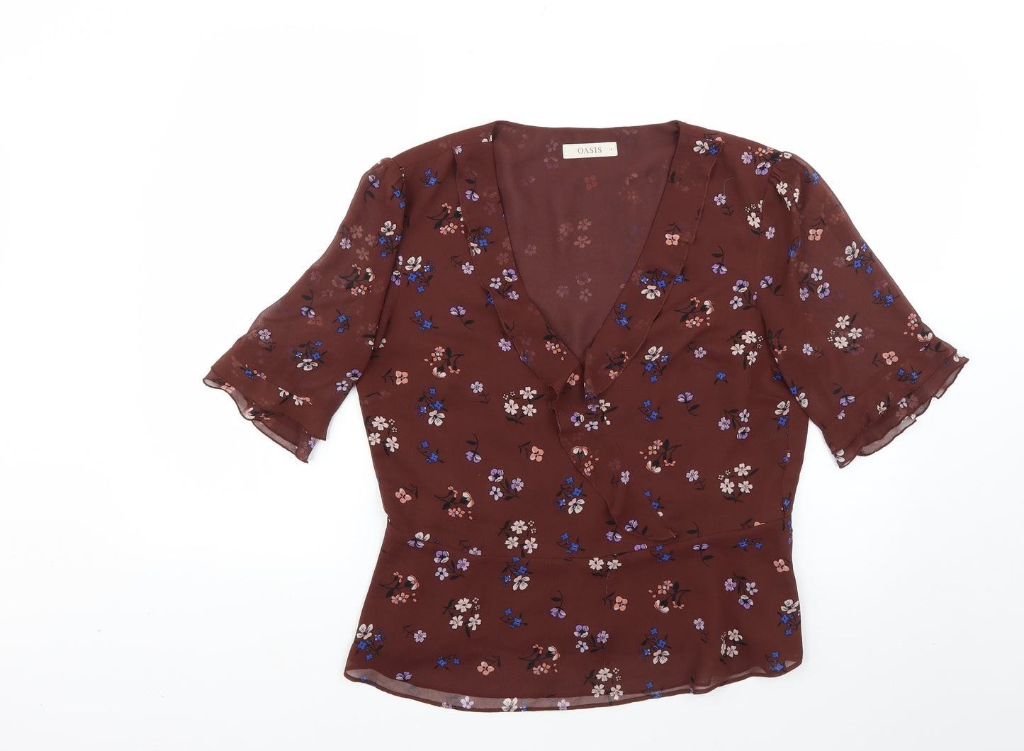 Oasis Womens Multicoloured Floral  Basic Blouse Size 14
