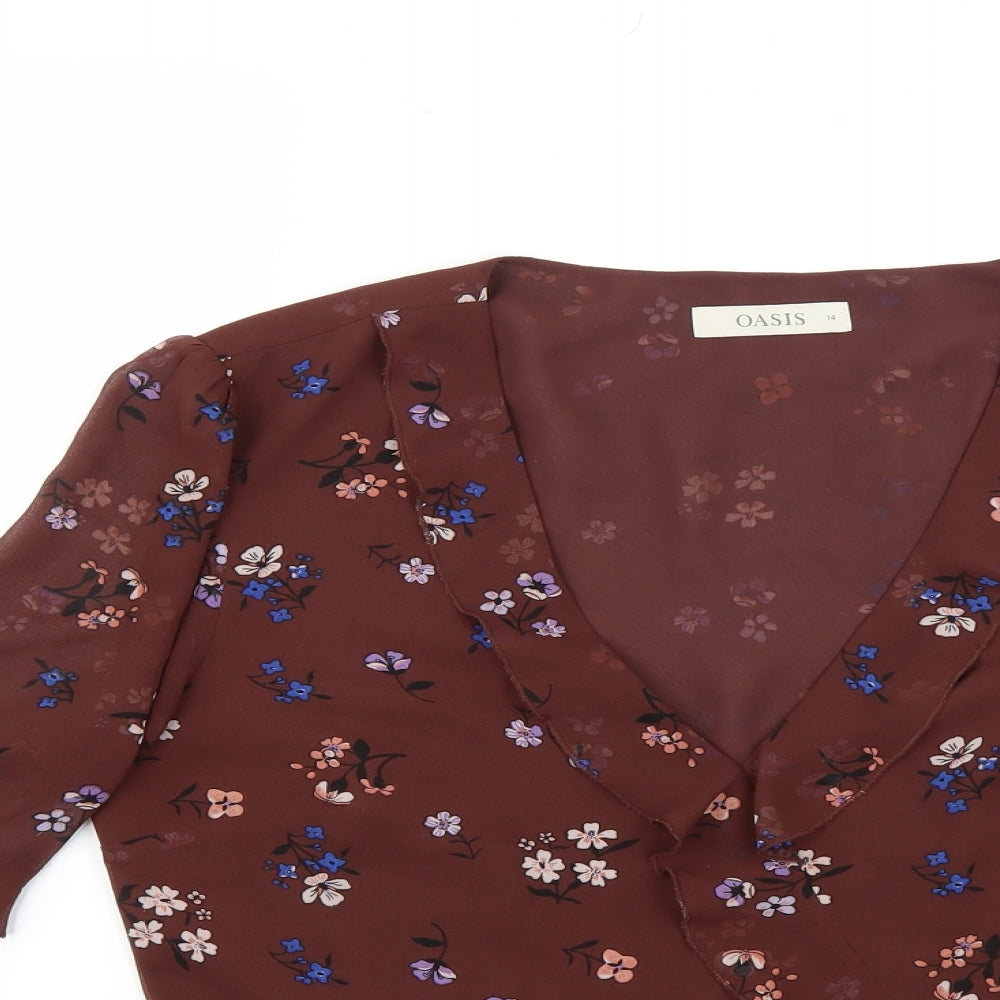Oasis Womens Multicoloured Floral  Basic Blouse Size 14