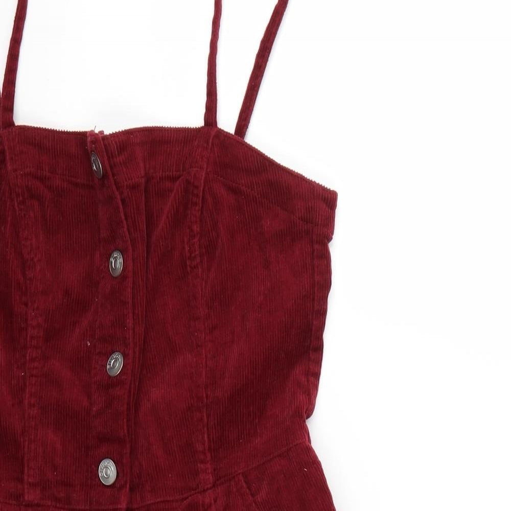 H&M Womens Red   Pinafore/Dungaree Dress  Size 4