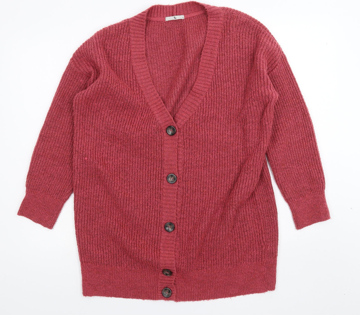 TU Womens Pink  Knit Cardigan Jumper Size 10