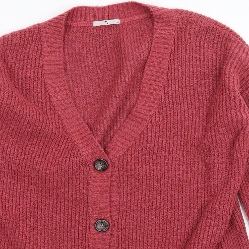 TU Womens Pink  Knit Cardigan Jumper Size 10