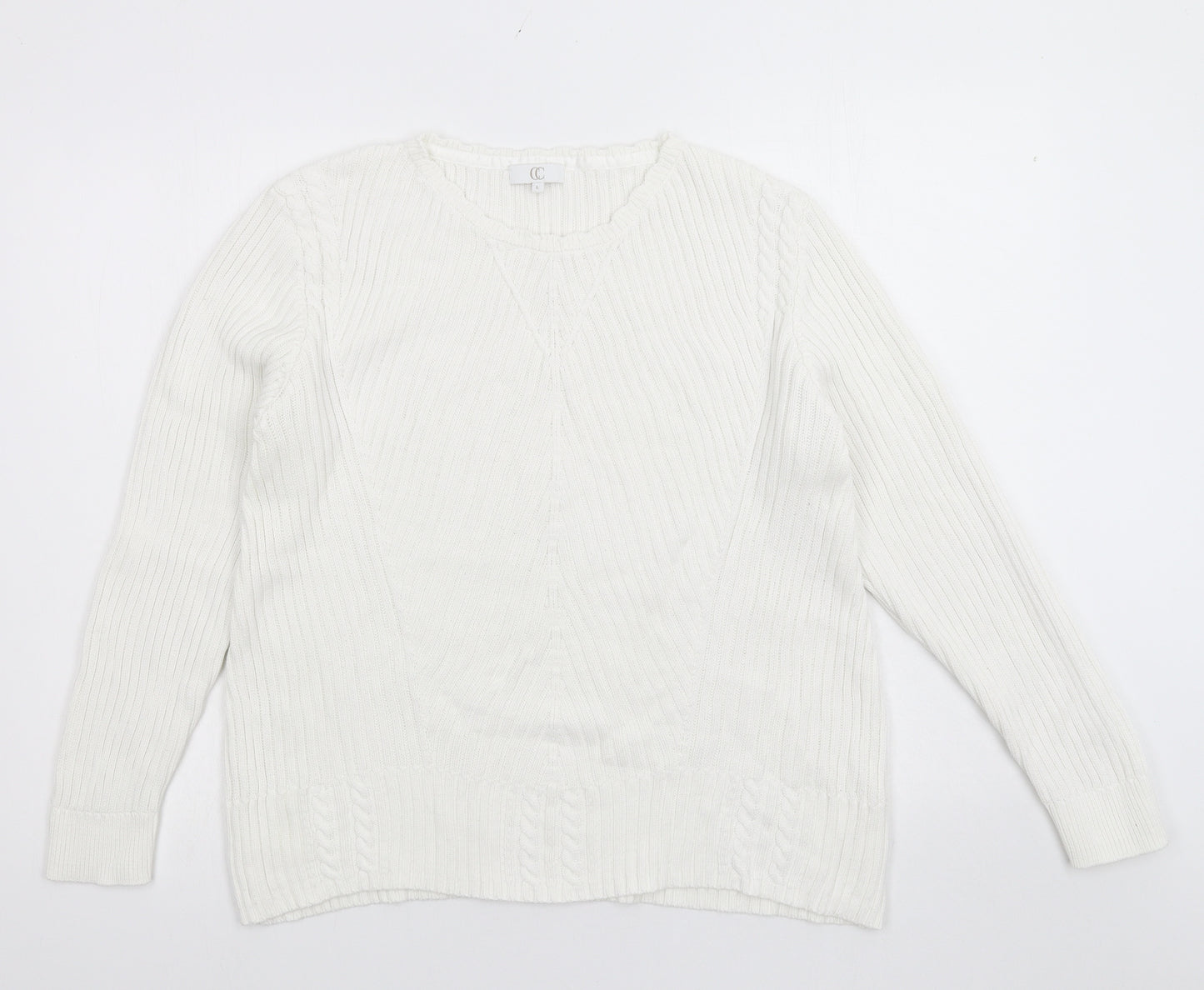 CC Womens White  Knit Pullover Jumper Size L