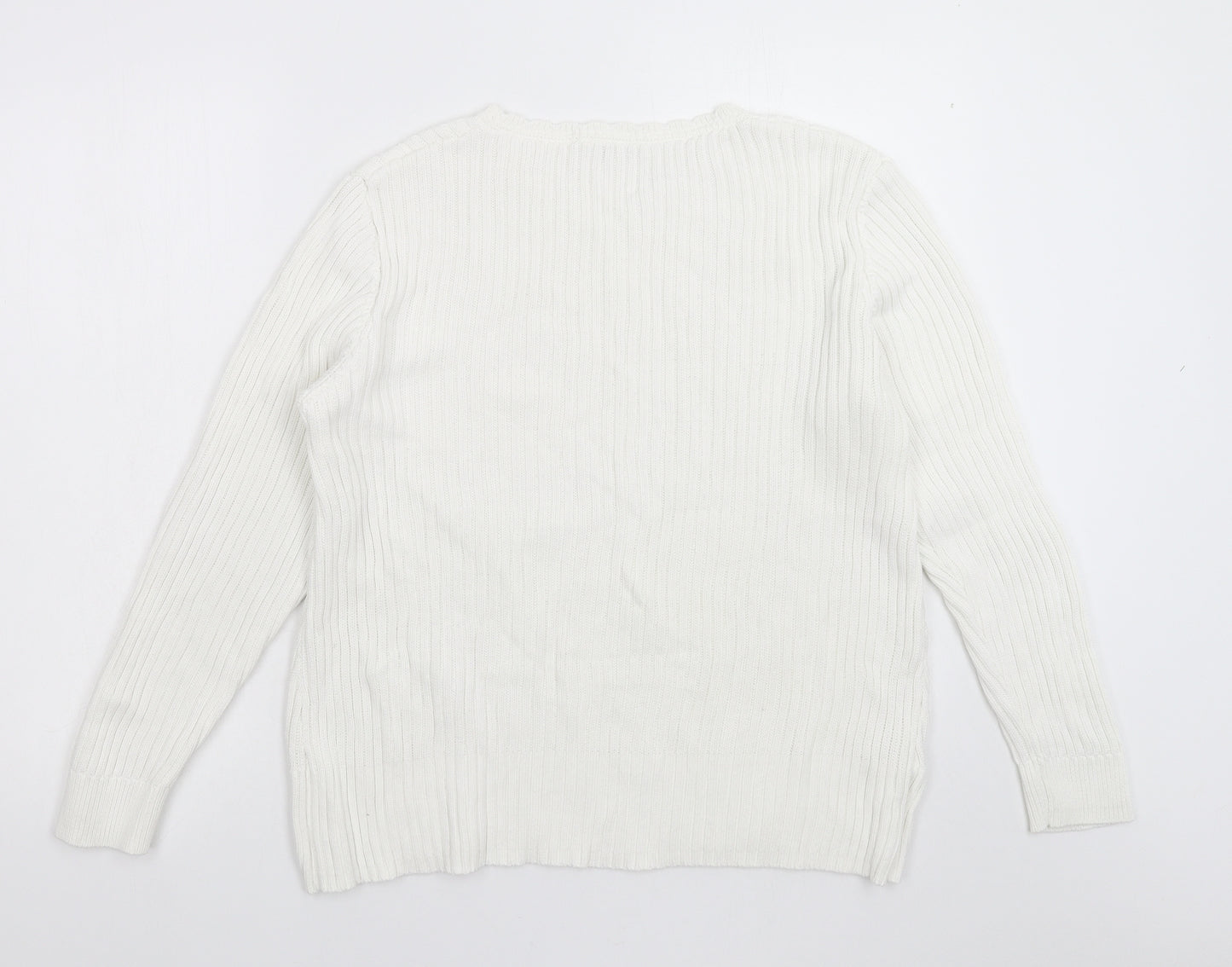 CC Womens White  Knit Pullover Jumper Size L