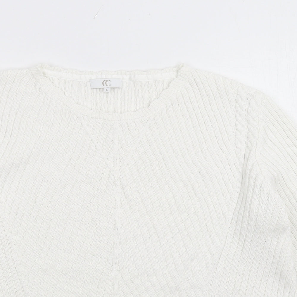 CC Womens White  Knit Pullover Jumper Size L