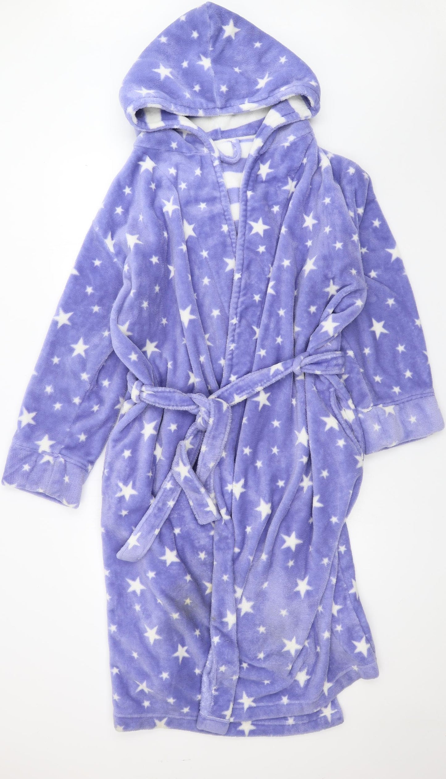 George Womens Blue Geometric Microfibre Top Robe Size L
