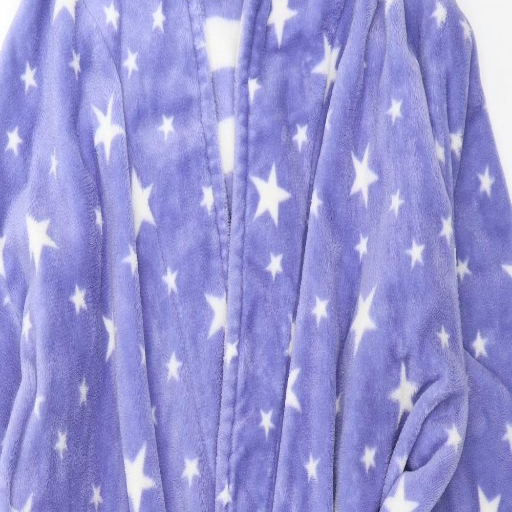 George Womens Blue Geometric Microfibre Top Robe Size L