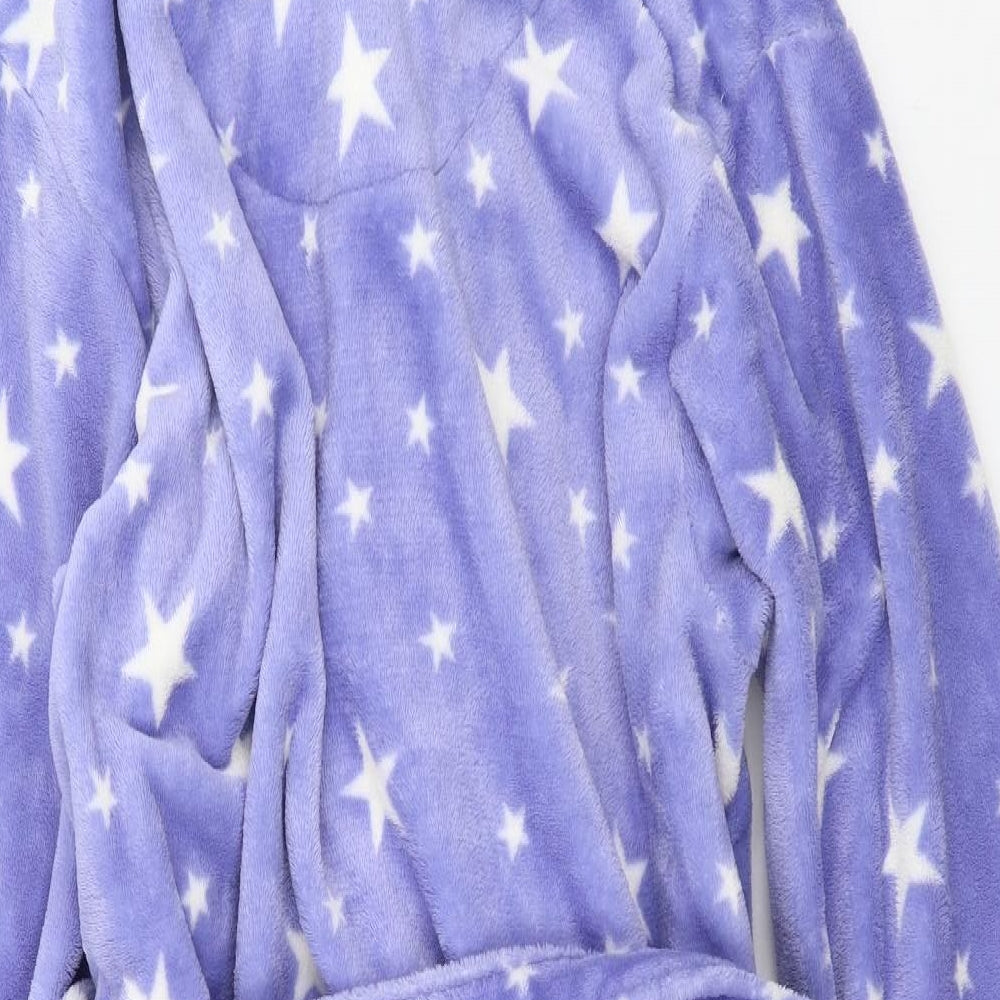 George Womens Blue Geometric Microfibre Top Robe Size L