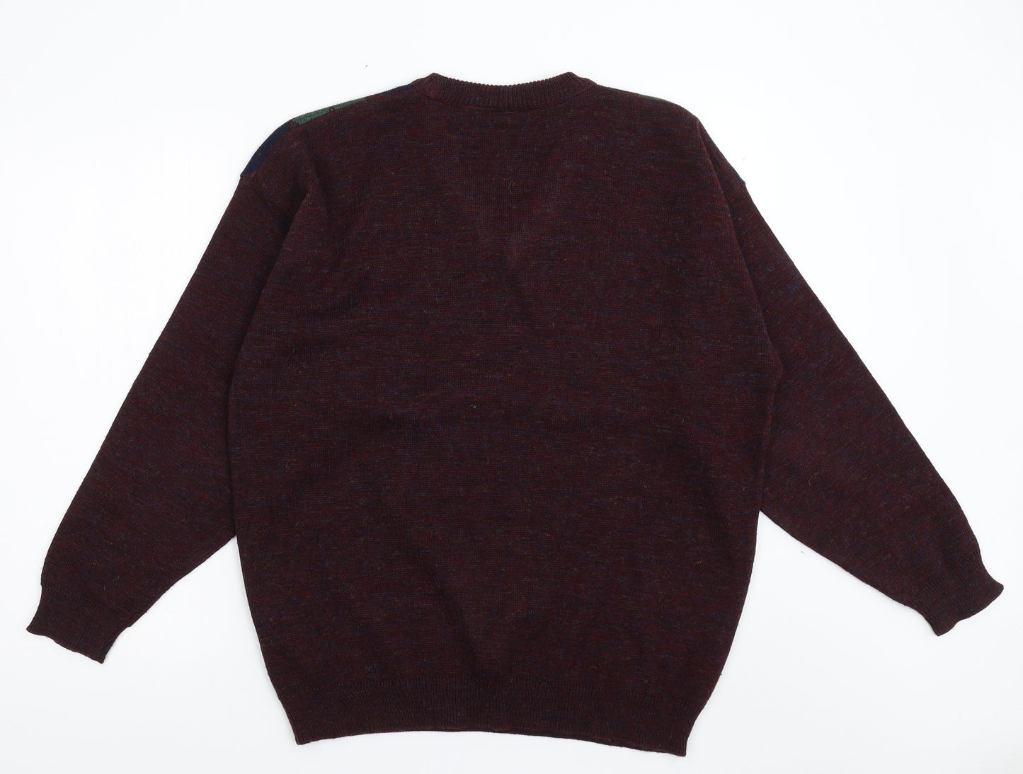 Gilliani Womens Purple Argyle/Diamond Knit Pullover Jumper Size L