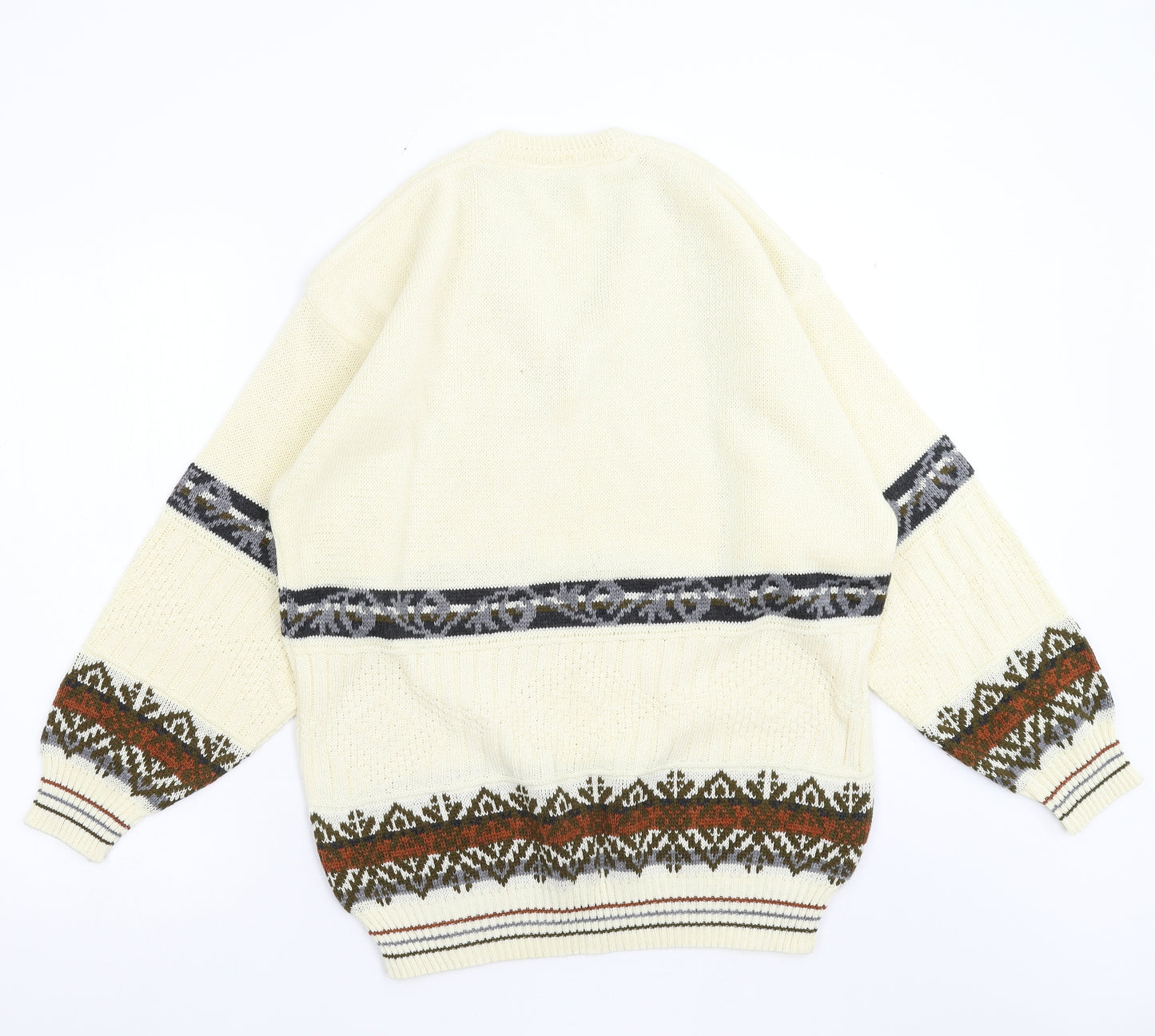 Menswear Mens Ivory Striped Knit Pullover Jumper Size M