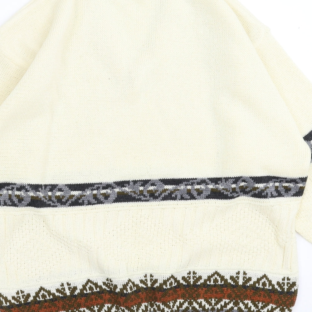 Menswear Mens Ivory Striped Knit Pullover Jumper Size M
