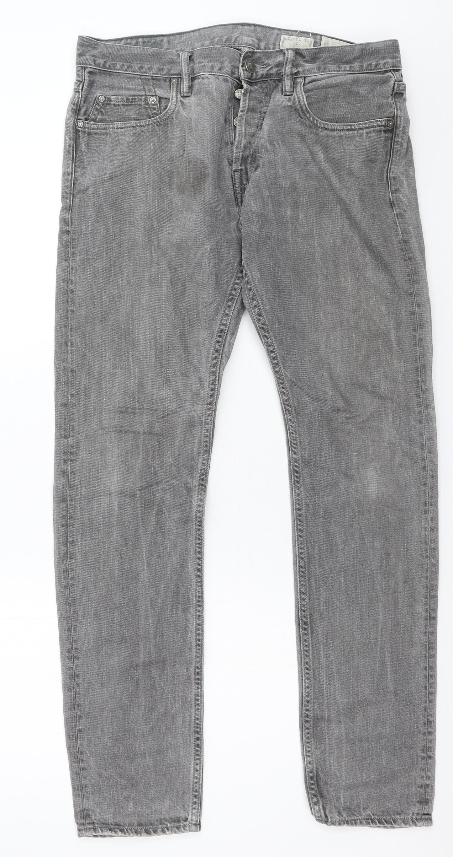 AllSaints Womens Grey  Denim Straight Jeans Size 32 in L31 in