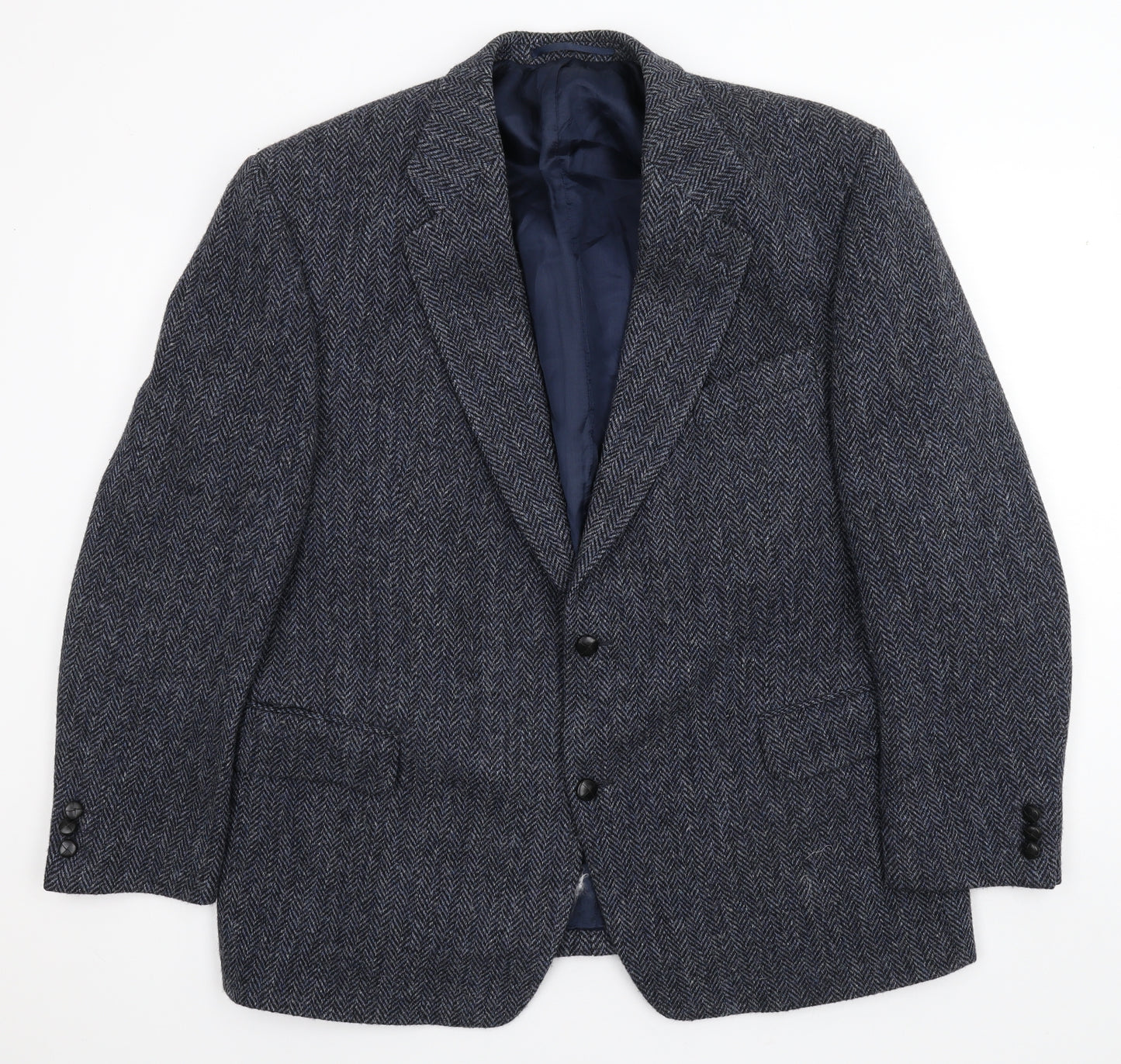 Francesco Medici Mens Blue Herringbone  Jacket Blazer Size XL