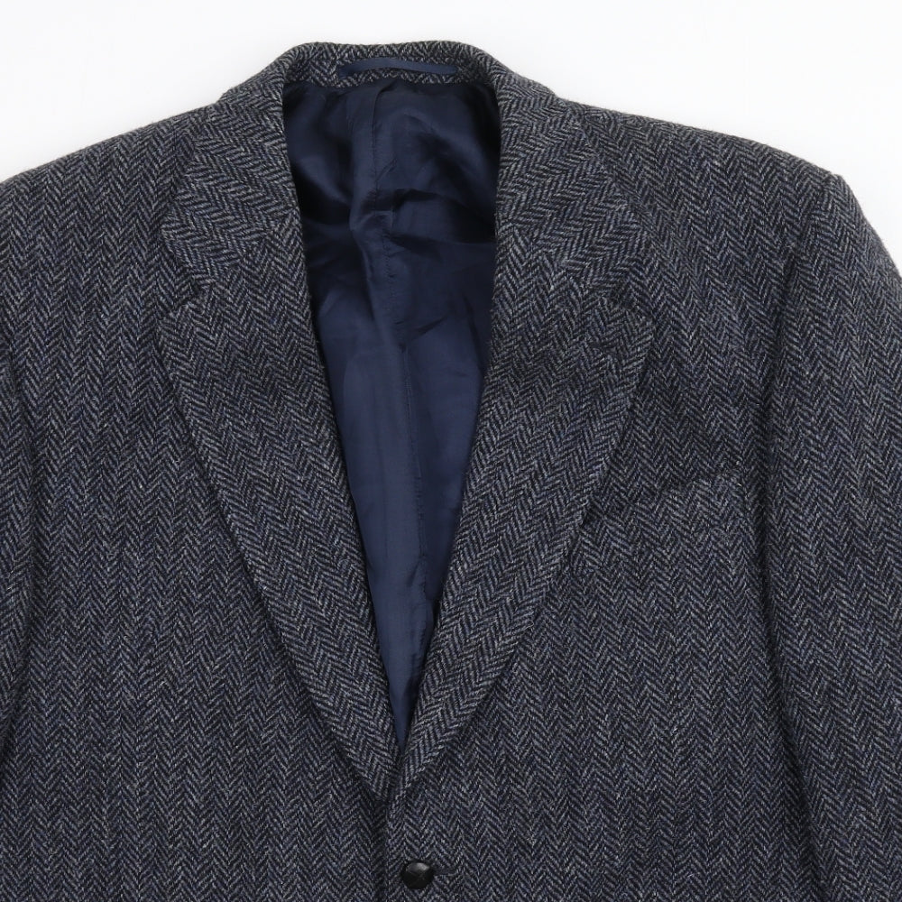 Francesco Medici Mens Blue Herringbone  Jacket Blazer Size XL