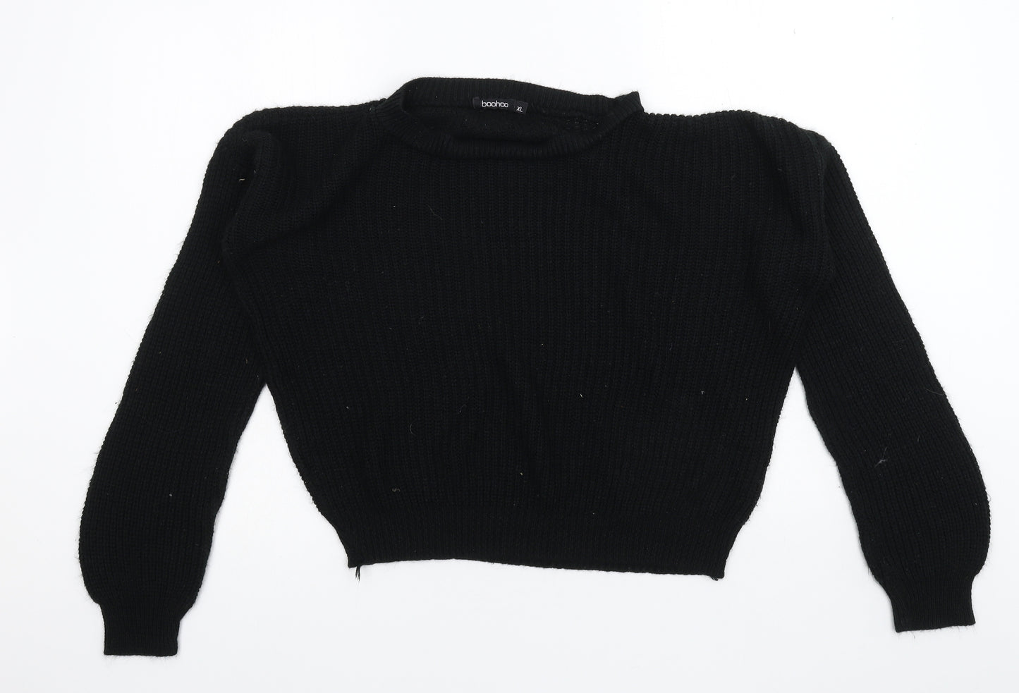 Boohoo Womens Black  Knit Pullover Jumper Size XL
