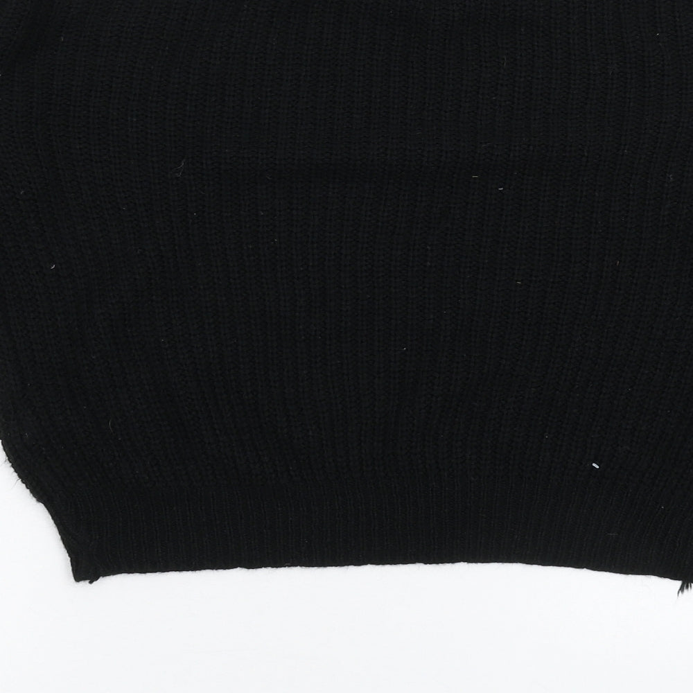 Boohoo Womens Black  Knit Pullover Jumper Size XL