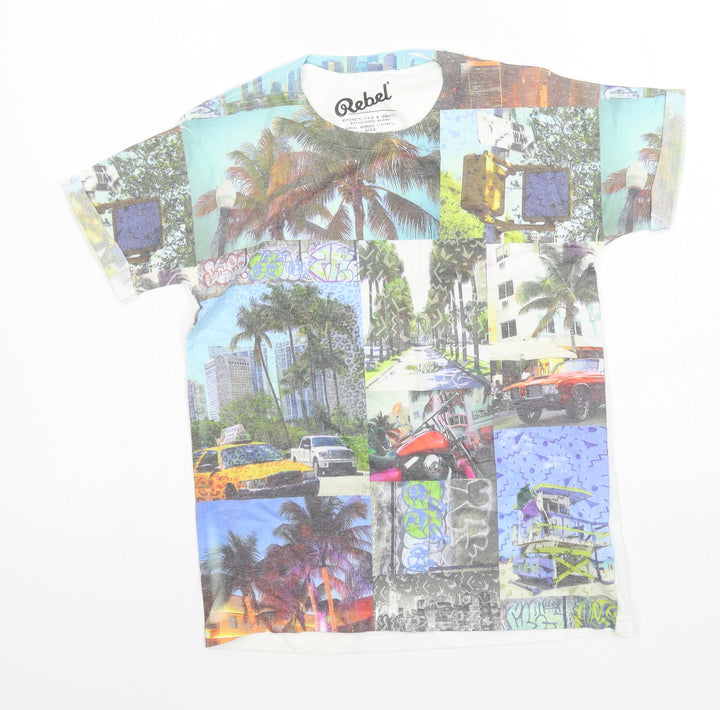 Rebel Boys Multicoloured Geometric Jersey Basic T-Shirt Size 10-11 Years