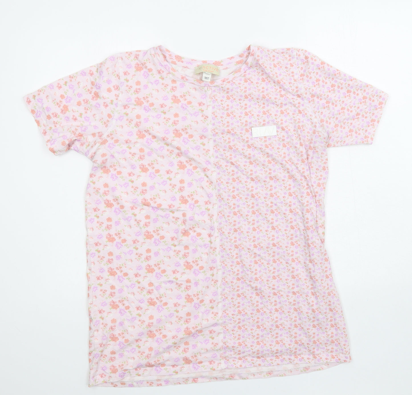 River Island Womens Pink Floral Jersey Basic T-Shirt Size S