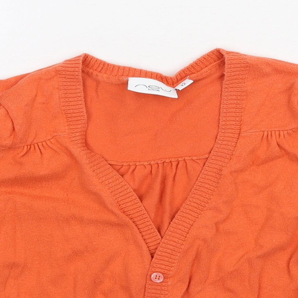 New Look Womens Orange  Knit Cardigan Jumper Size 12