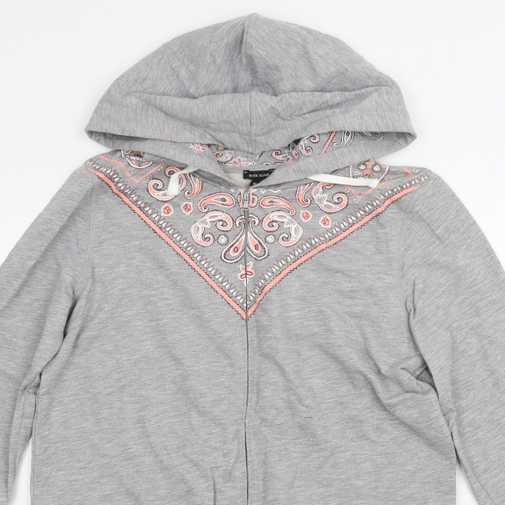 River Island Womens Grey Geometric Jersey Top One Piece Size M