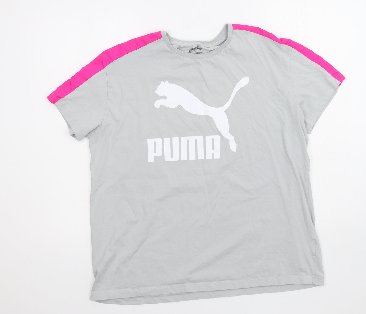 PUMA Womens Grey  Jersey Basic T-Shirt Size L