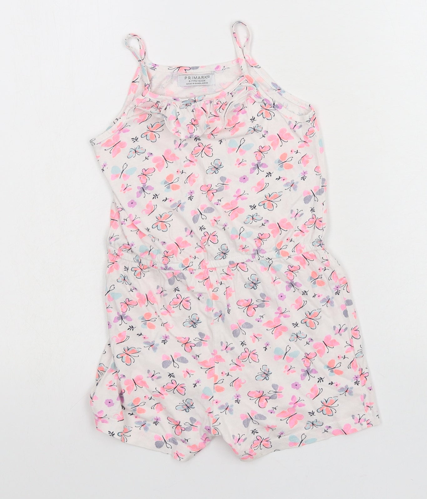 Primark Girls White Floral  Playsuit One-Piece Size 6-7 Years
