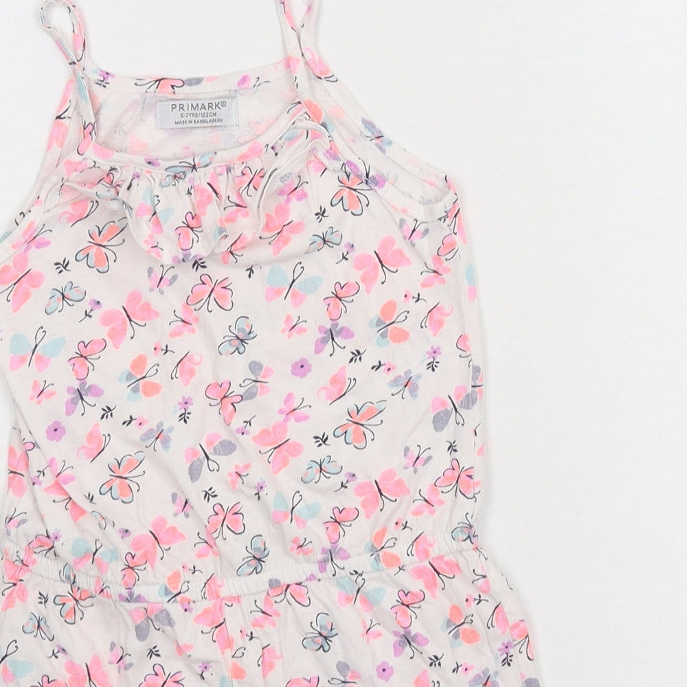 Primark Girls White Floral  Playsuit One-Piece Size 6-7 Years