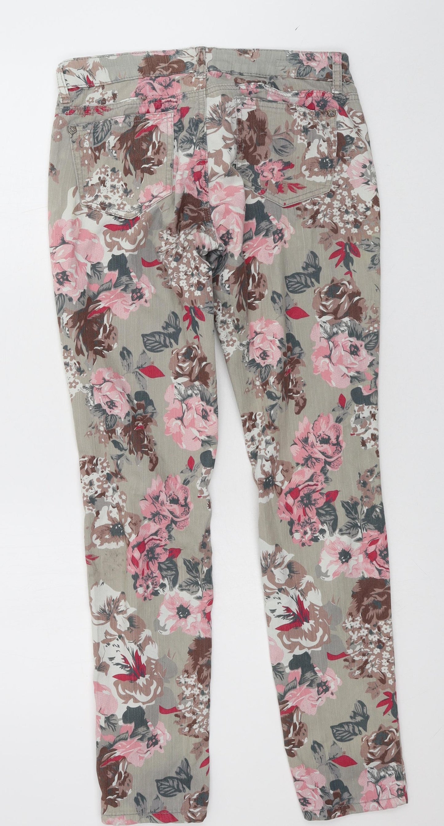 Hot Kiss Womens Grey Floral Denim Cropped Jeans Size 32 in L30 in