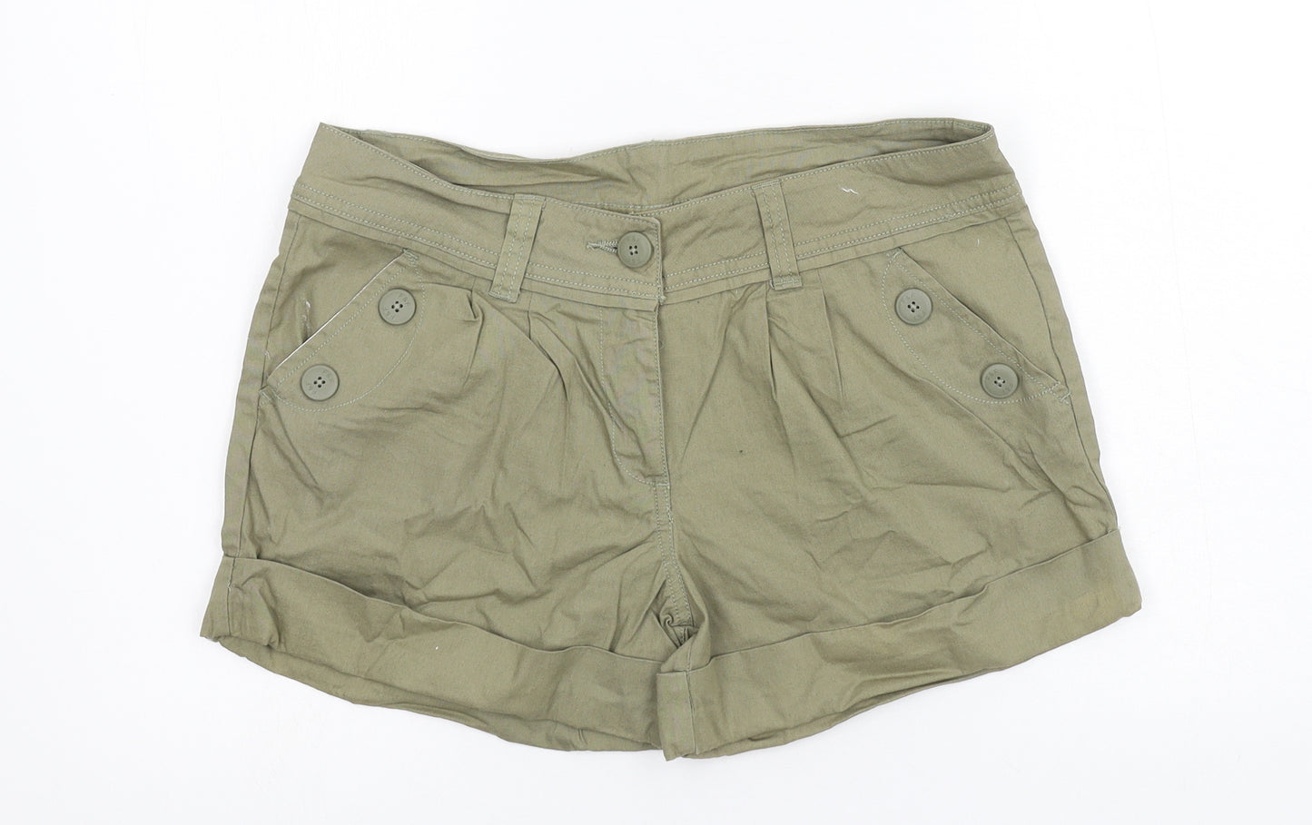 F&F Womens Green  Denim Hot Pants Shorts Size 10