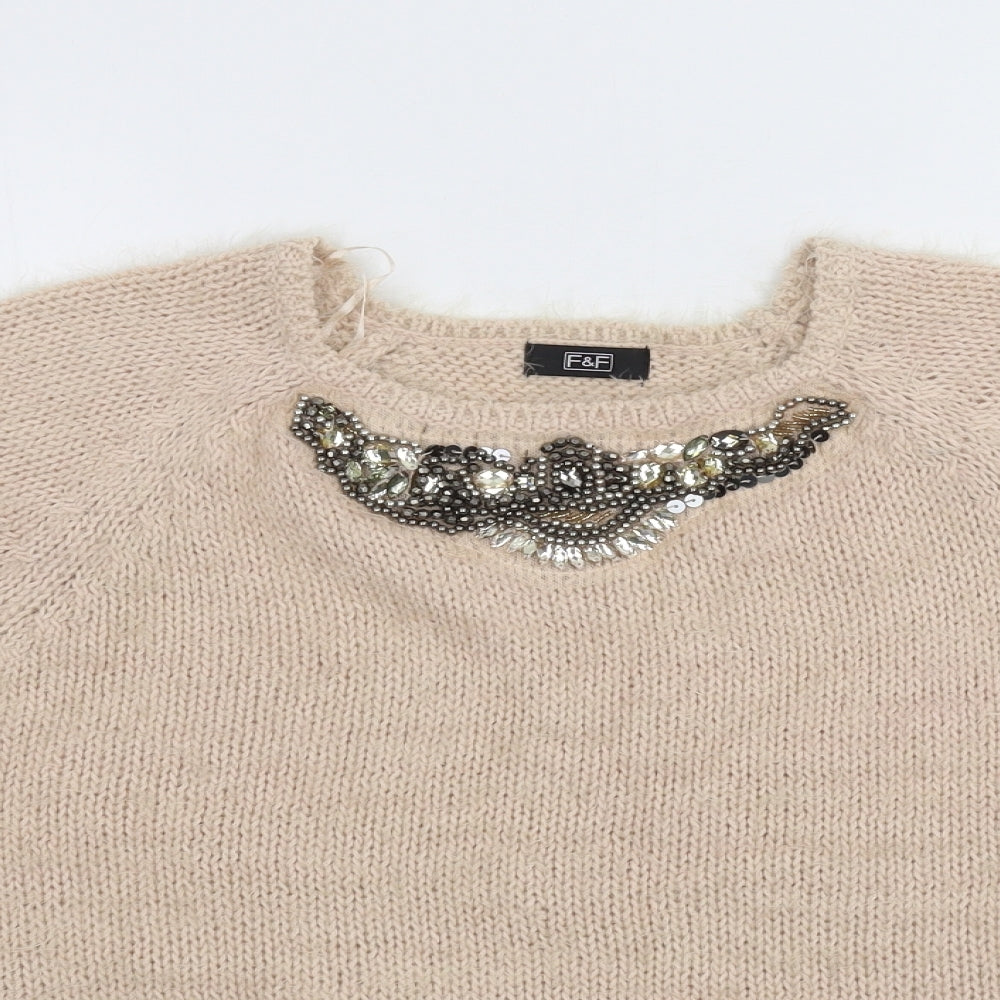 F&F Womens Pink  Knit Pullover Jumper Size 12